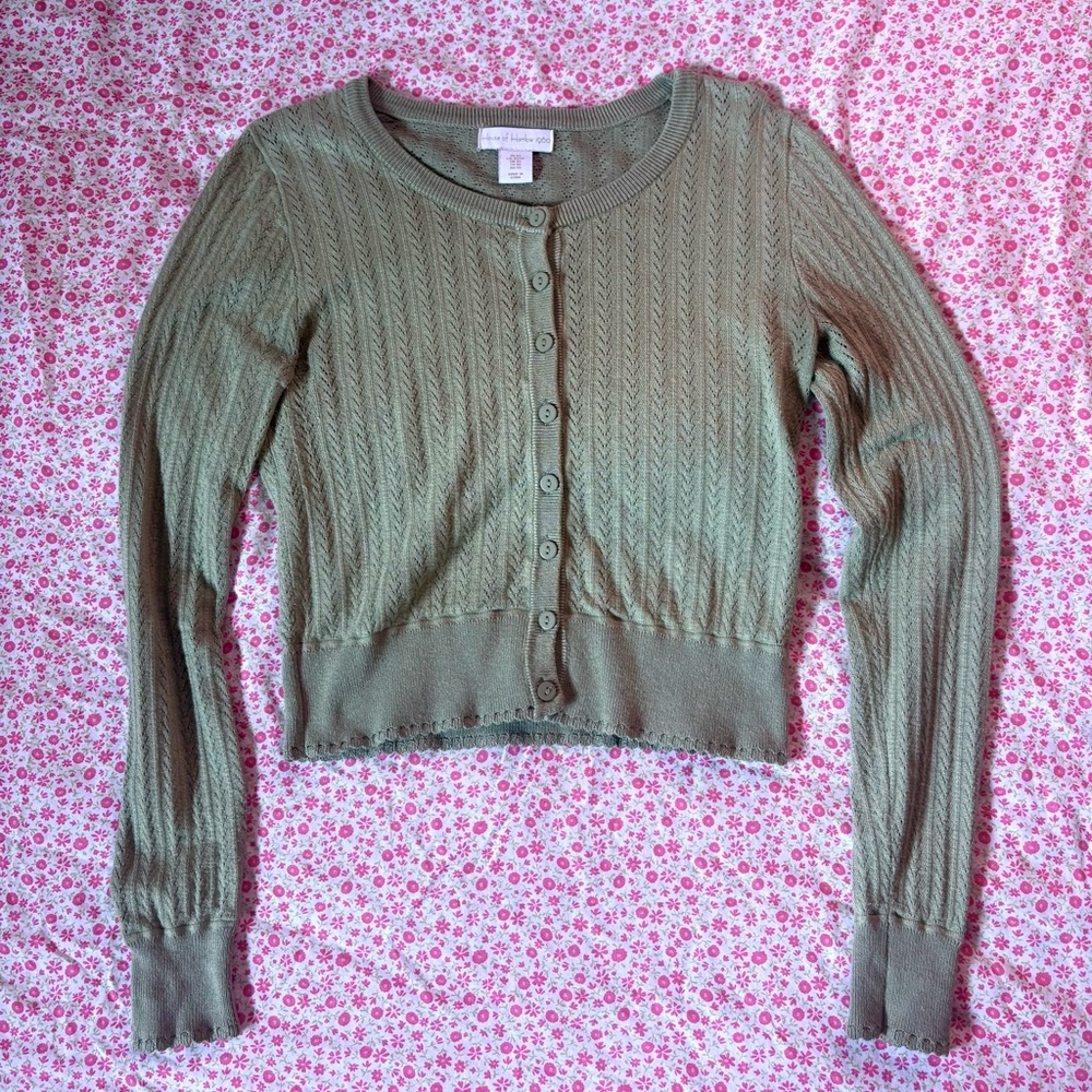 House of Harlow Coquette Olive Knit Cardigan